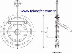 Swing Cek Vana CHE-1010 teknik cizimi.